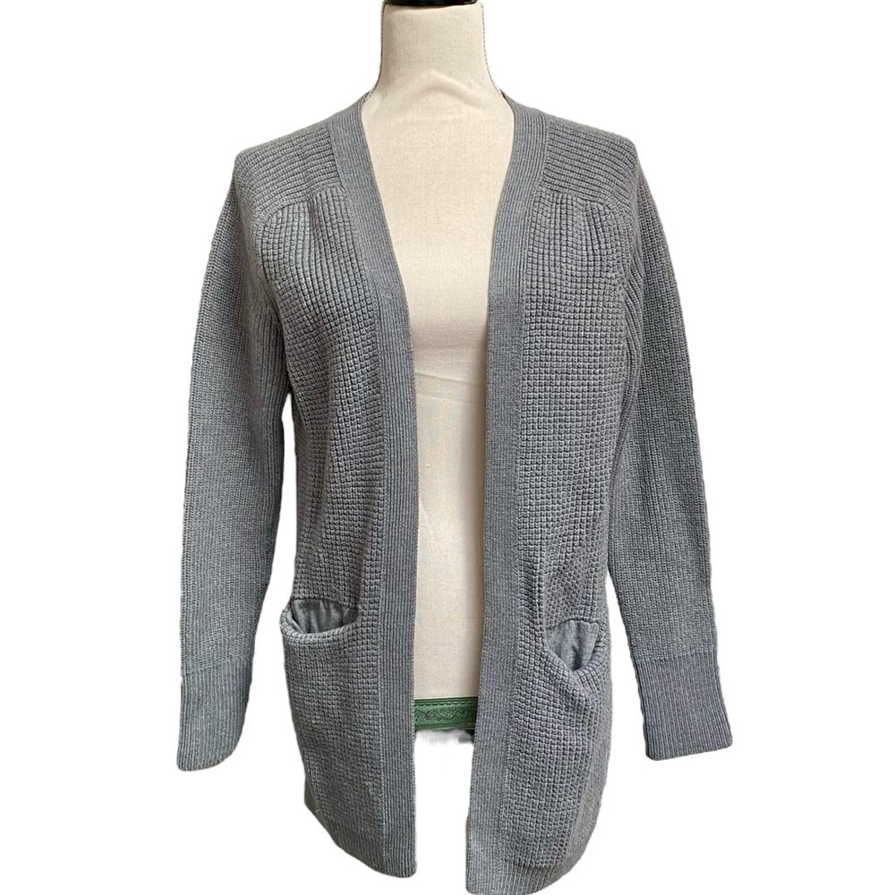 Aritzia Wilfred Free 100% Merino Wool Open Front Cardigan Sweater Gray Small